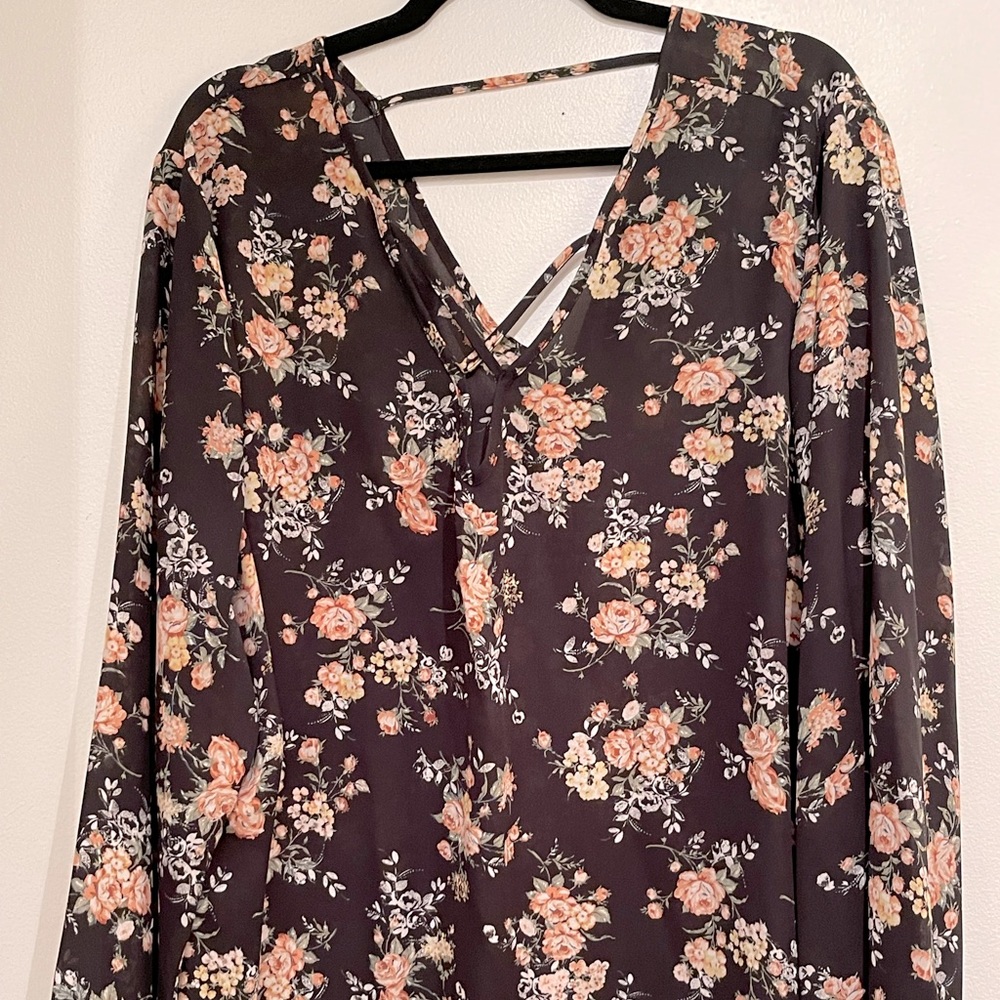 Black floral blouse